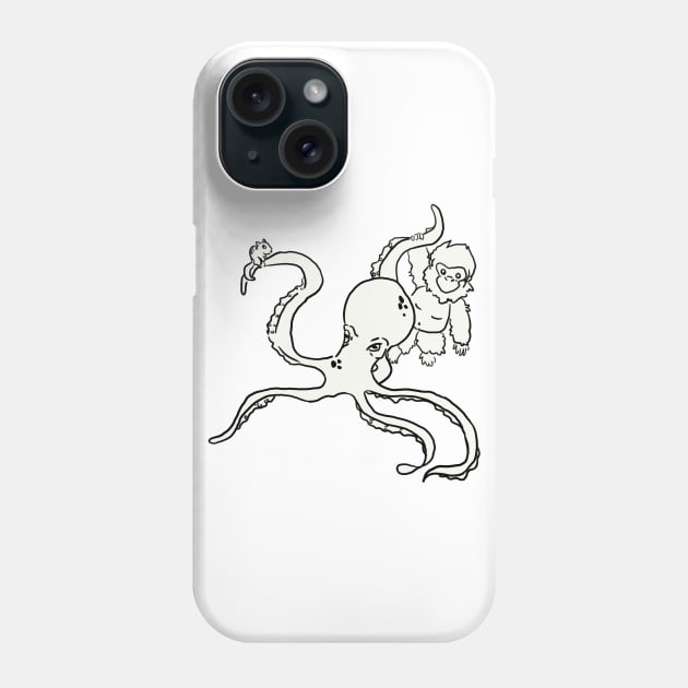 Octopus ,Gorilla and a Squirrel Phone Case by Make_them_rawr