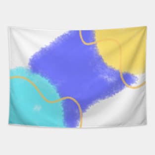 Blue yellow watercolor abstract art design Tapestry