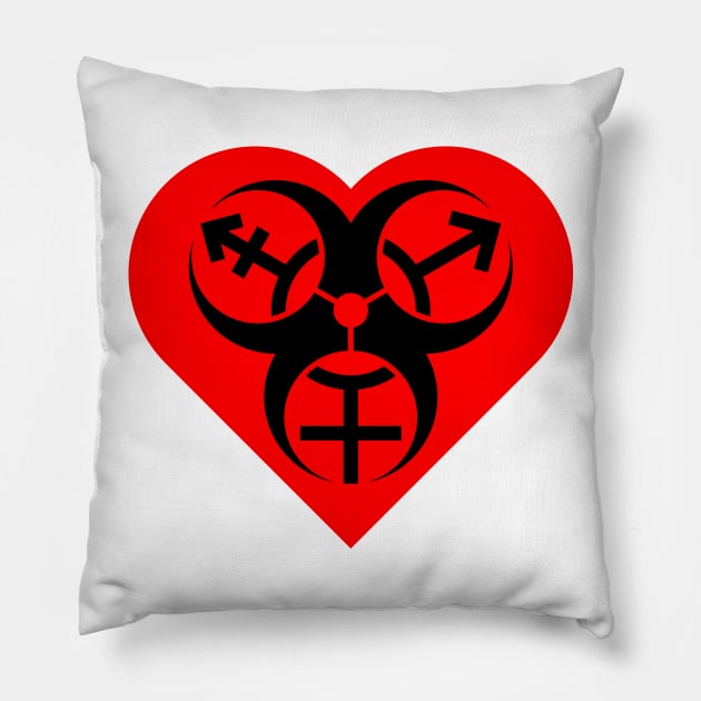 Trans Biohazard - Red Heart Pillow by GenderConcepts