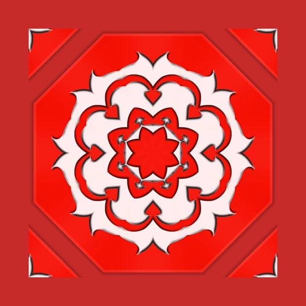 Bright Red Kaleidoscope Pattern (Seamless) 7 by Swabcraft