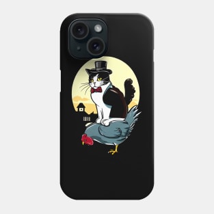 Tuxedo Cat on a Chicken Funny Phone Case