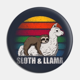 Llama and sloth Pin