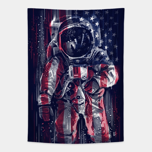 Astronaut Flag Tapestry by c0y0te7