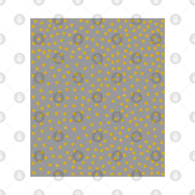 Mustard Yellow Polka Dot Spots on Grey Pattern by OneThreeSix
