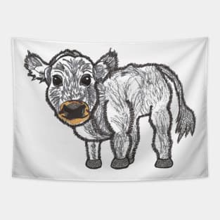 Grey fluffy cow Tapestry