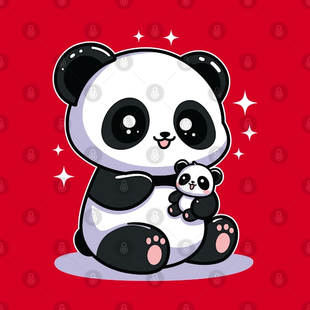 Mama & Baby Panda by JS Arts