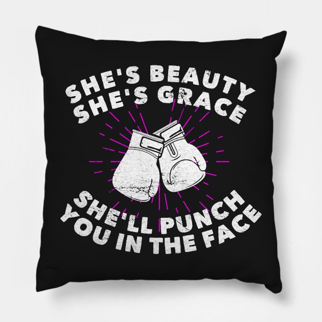 Girls Boxing She's Beauty Grace Distressed Female Boxer Pillow by markz66