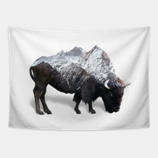 Dramabite Bison Buffalo Double Exposure Surreal Wildlife Native Animal Tapestry