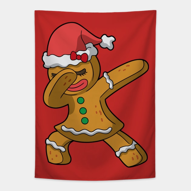 Christmas Dabbing Mrs Gingerbread Girl Women Tapestry by E