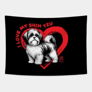 I Love My Shih Tzur - I Love my dog - Devoted dog Tapestry