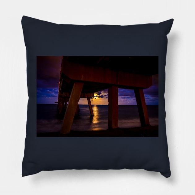 Moon under pier Pillow by cbernstein