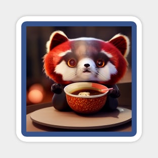 Kawaii Red Panda Eating Ramen Magnet