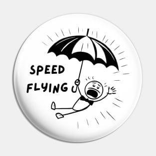 Funny stickman parachutist. Speed flying Pin