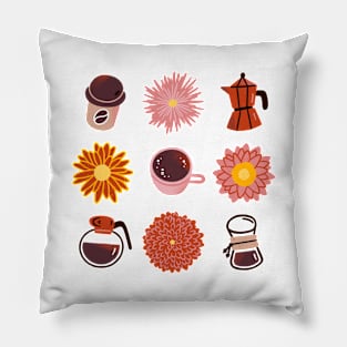 Coffee and Chrysanthemums Pillow
