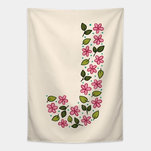 Floral Monogram Letter J Tapestry by SRSigs