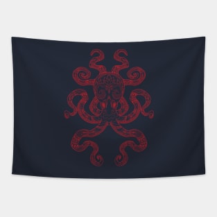 Color Me Octopus - Red Tapestry