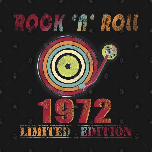 50 birthday Rock n Roll born 1972 by LO2Camisetas