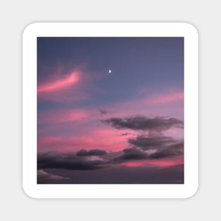 Dreamy Pink Purple Sunrise with Moon Magnet