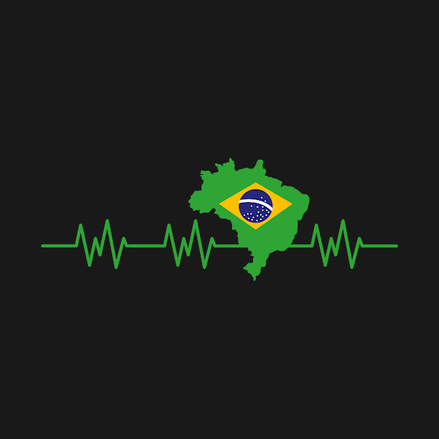 Brazil Heartbeat Flag Pulse Brazilian by Foxxy Merch