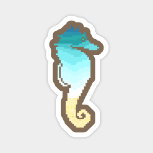 Modern Pixel Ocean Seahorse Magnet