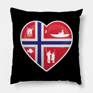 I Love Fishing in Norway Flag Fisherman Angler Pillow