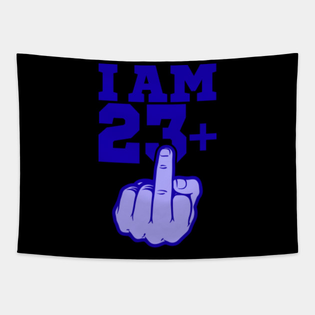 23rd Birthday I Am 23 Middlefinger Gift Funny 23rd Birthday Tapestry Teepublic