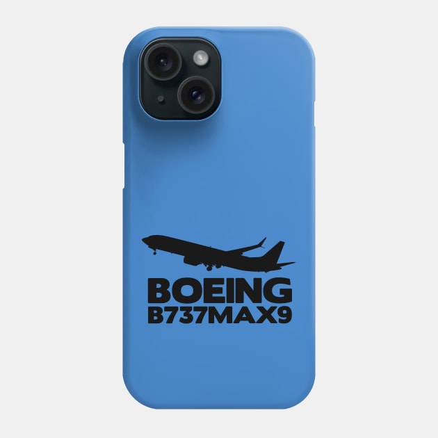 Boeing B737Max9 Silhouette Print (Black) Phone Case by TheArtofFlying