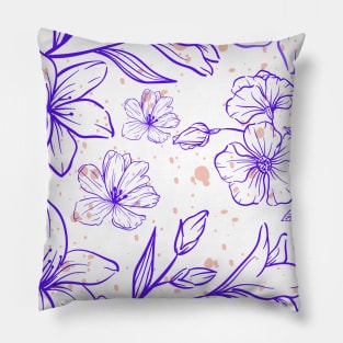 Flower and Leaves pattern illustration background Pillow