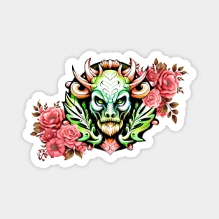 Mysterious colorful creature with flowers Magnet