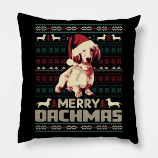 Cute Dachshund Merry Dachmas Ugly Sweater Pillow