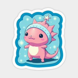 Cute reptile character with a snowy star theme Magnet