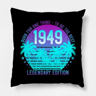 72nd Birthday 1949 Vintage Vaporwave Aesthetic Sunset Palm Pillow