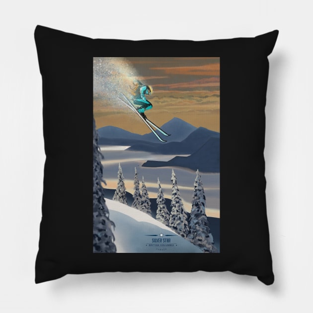 Powder ski art Pillow by SFDesignstudio