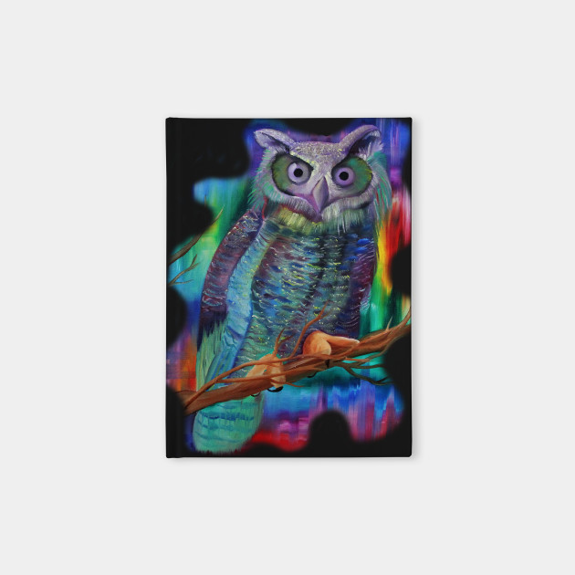 Tribal Colorful Rainbow Owl Print Watercolor Painting Rainbow