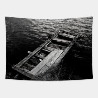 The old fishing platform // Black and white photography Tapestry