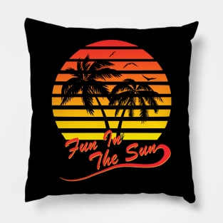 Fun In The Sun 80s Tropical Sunset Pillow