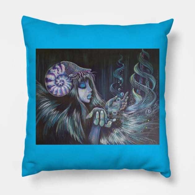 Cosmonautilus Pillow by krillymoonsnail