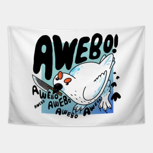 Awebo! Ptarmigan Bird with Knife Meme Tapestry