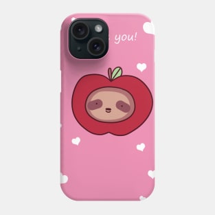 I Love You - Sloth Apple Face Phone Case