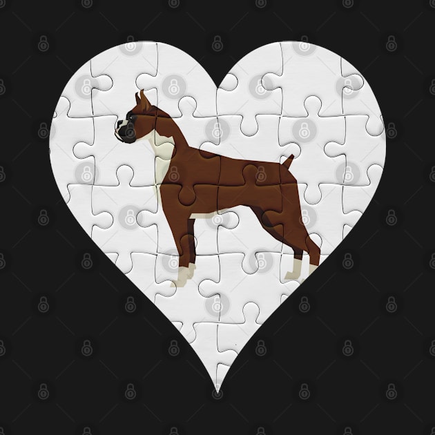 Boxer Heart Jigsaw Pieces Design - Gift for Boxer Lovers by HarrietsDogGifts