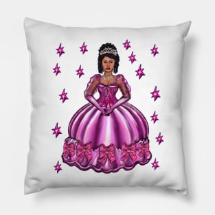 Princess -  Black Curly Afro Princess in purple with stars i  ! beautiful  light brown black girl with Afro hair, brown eyes and light brown skin. Hair love ! Pillow