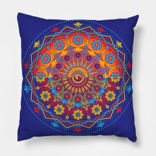 Vivid Floral Mandala Pillow