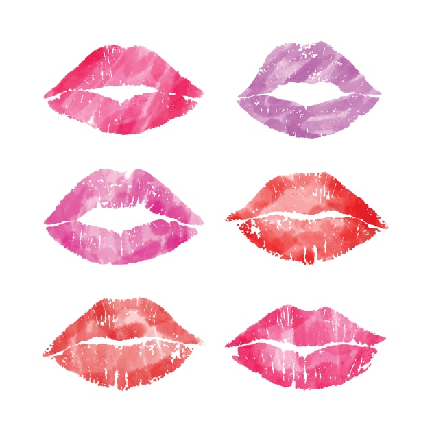 Kissing Lipstick Collage, Lips of Love Art Print by RobbShopp