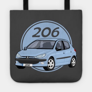 car peugeot 206 sporty cartoon vector blue Tote