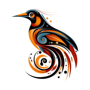 tribal-inspired orange and blue bird T-Shirt