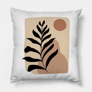 Modern Minimalist Simple Abstract Pastel Pink Black Leaf Art Pillow