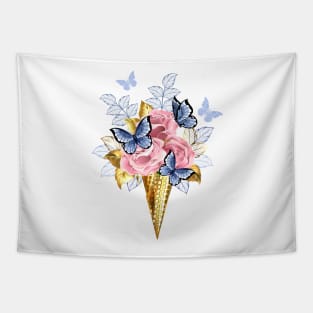 Waffle Cone with Pink Roses Tapestry