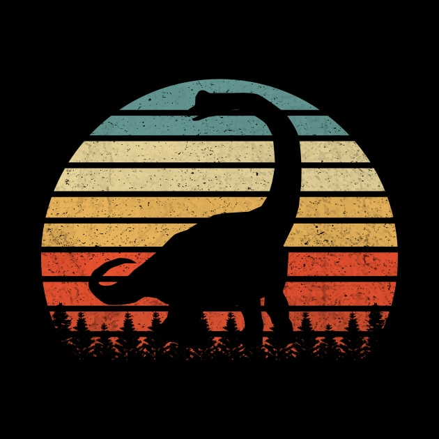 Vintage Brachiosaurus Dinosaurus Sunset Retro by StudioGJ