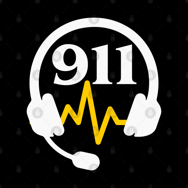 911 Dispatcher Thin Gold Line Heartbeat Pocket Gift for Police Dispatch and Sheriff 911 First Responder by Shirts by Jamie