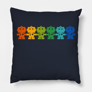 Rainbow Robots holding hands Pillow